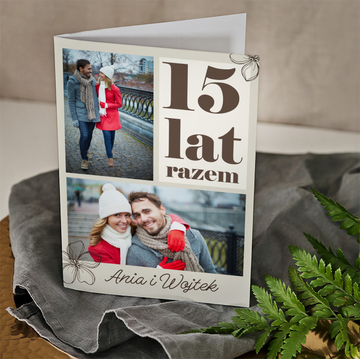 15 lat razem - kartka z życzeniami