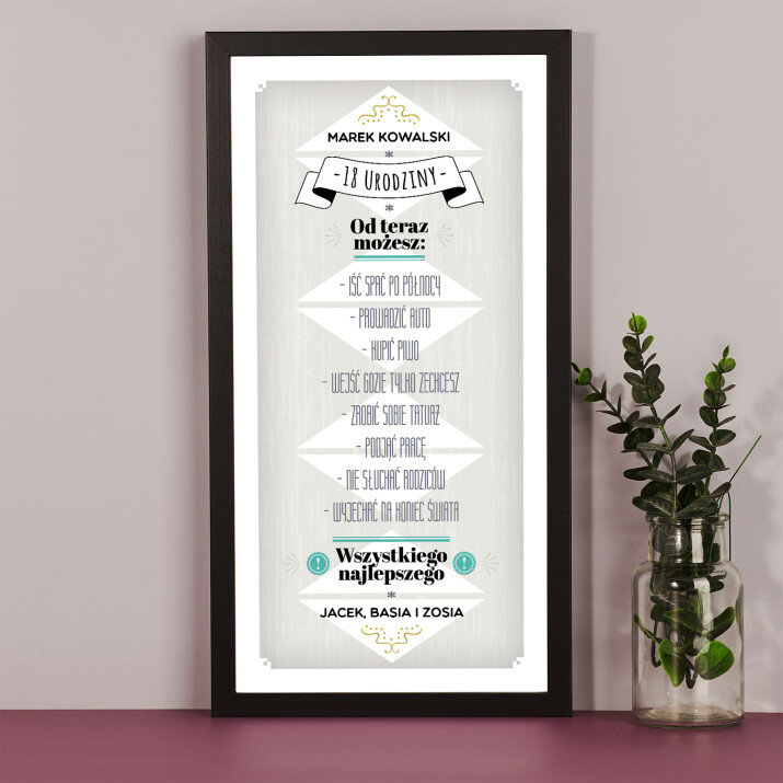 18 Urodziny - wydruk obramowany 18 Urodziny - wydruk obramowany