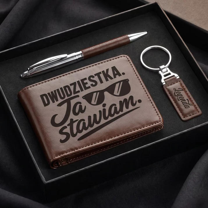 Zestaw Prezentowy Z Portfelem Dla 20 Latka Prezent Na 20 Urodziny Dla Mężczyzny: Dwudziestka. Ja Stawiam.