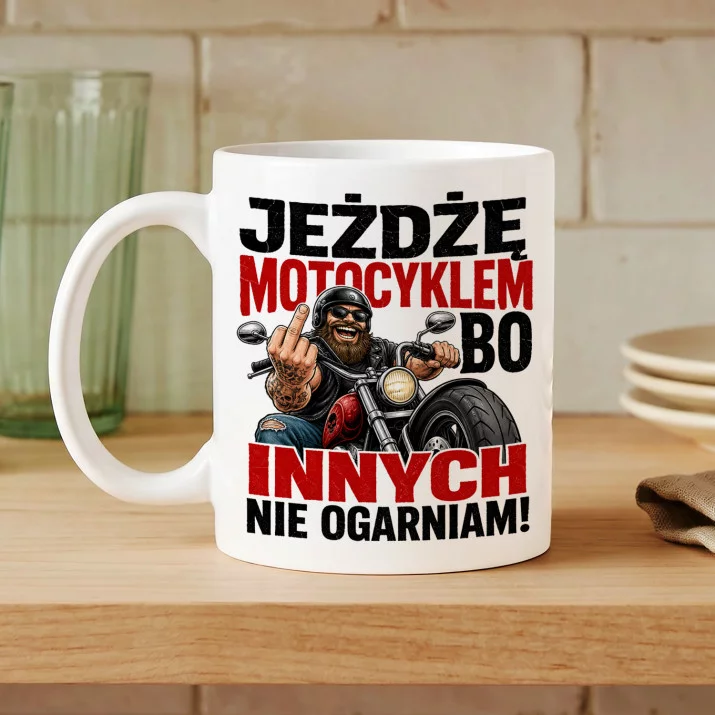 Kubek Z Nadrukiem Dla Motocyklisty Prezent Dla Mężczyzny: Zadziorny Motocyklista