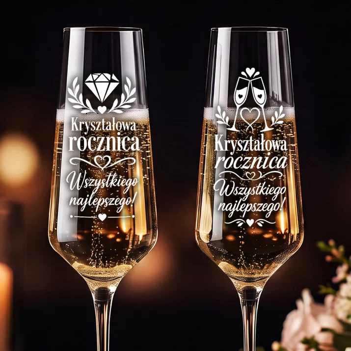 Dwa Kieliszki Do Szampana Na 15 Rocznicę Ślubu Prezent Dla Pary: Razem Od 15 Lat Dwa Kieliszki Do Szampana Na 15 Rocznicę Ślubu Prezent Dla Pary: Razem Od 15 Lat