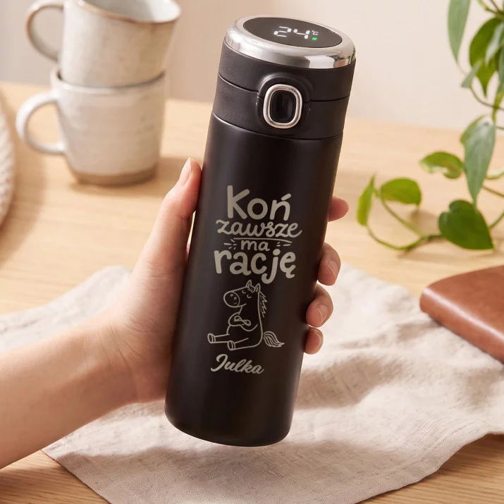 Kubek Termiczny LED Dla Koniary Prezent Dla Kobiety: Koń Zawsze Ma Rację