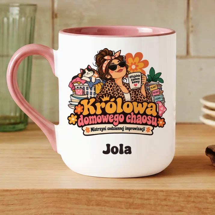 Kubek Personalizowany Dla Kobiety Prezent Dla Kobiety: Królowa Domowego Chaosu
