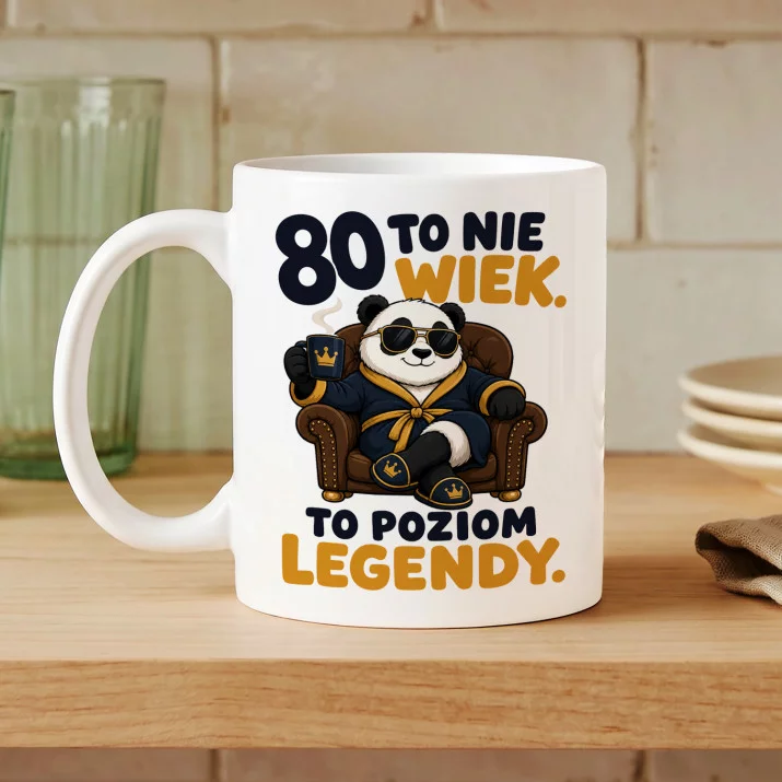 Kubek Z Nadrukiem Na 80 Urodziny Prezent Dla Mężczyzny: Panda: 80 Poziom Legendy
