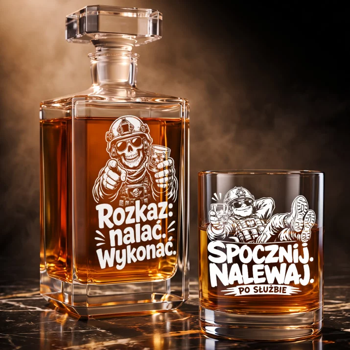 Zestaw Do Whisky Dla Żołnierza Prezent Na Przysięgę Wojskową Dla Mężczyzny: Rozkaz, Nalać. Wykonać.