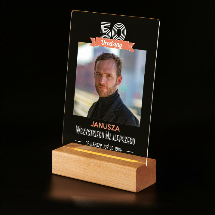 50 urodziny wszystkiego najlepszego - Wydruk na szkle akrylowym z podstawką led 50 urodziny wszystkiego najlepszego - Wydruk na szkle akrylowym z podstawką led