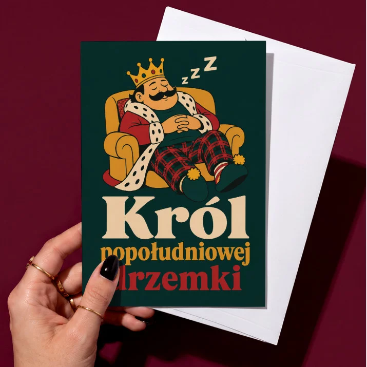 Kartka z Życzeniami Na Boże Narodzenie Dla Mężczyzny: Retro Król Drzemki