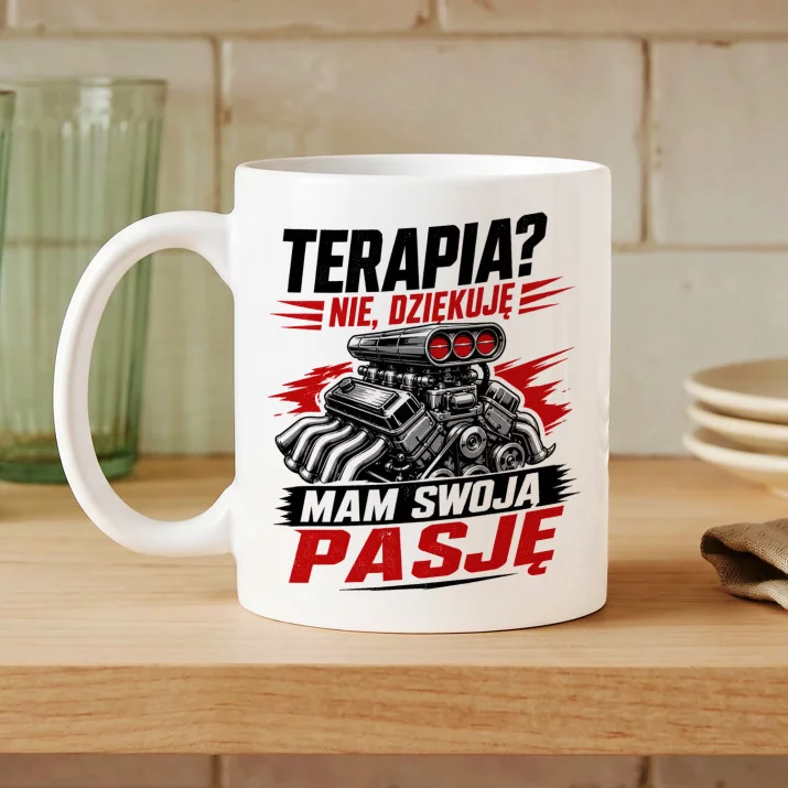 Kubek Z Nadrukiem Dla Fana Motoryzacji Prezent Dla Mężczyzny: Pasja Zamiast Terapii