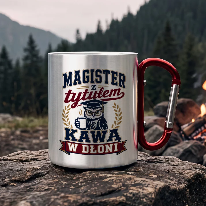 Kubek Metalowy z Karabińczykiem Dla Magistra Prezent Dla Mężczyzny: Magisterski Humor