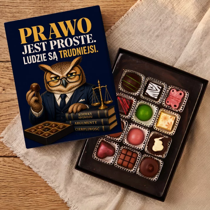 Czekoladki Dla Prawnika Prezent Dla Mężczyzny: Prawnicza Sowa Z Praliną Czekoladki Dla Prawnika Prezent Dla Mężczyzny: Prawnicza Sowa Z Praliną