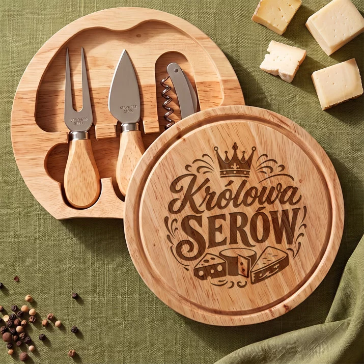 Deska Do Serów Z Grawerem Dla Przyjaciółki Prezent Dla Kobiety: Serowa Elegancja Retro