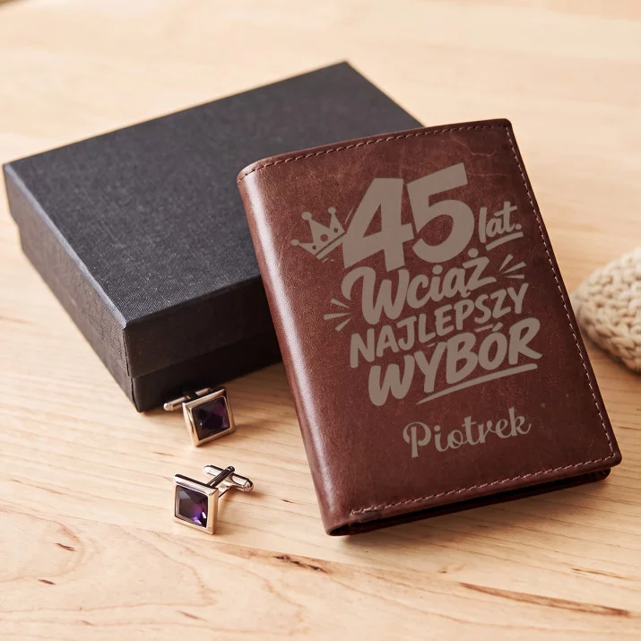 Portfel Męski Skórzany Na 45 Rocznicę Ślubu Na Walentynki Prezent Personalizowany: 45 Lat. Wciąż Najlepszy