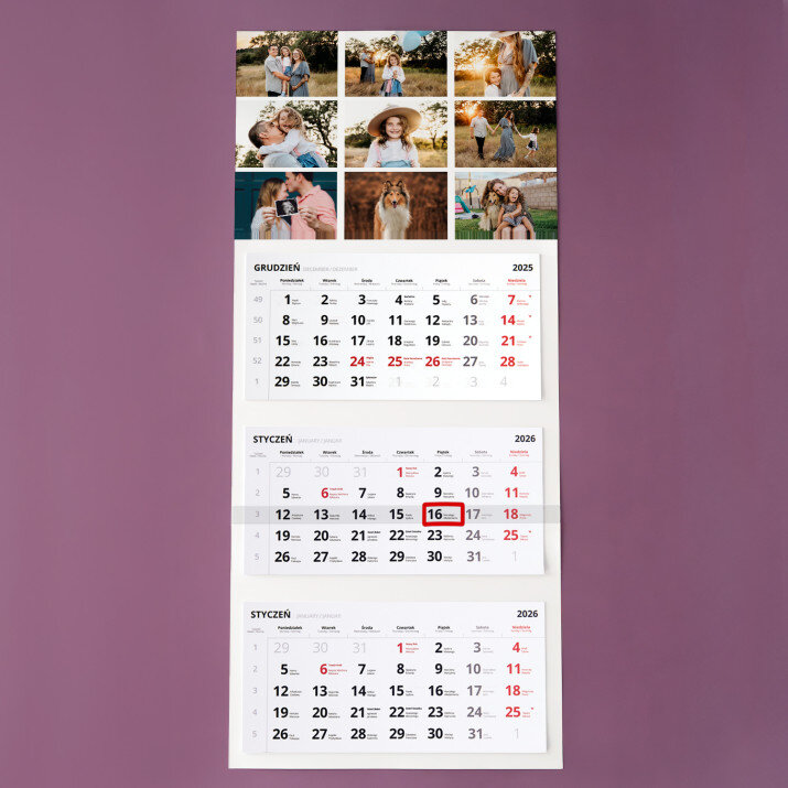 9 zdjęć - Kalendarz trójdzielny