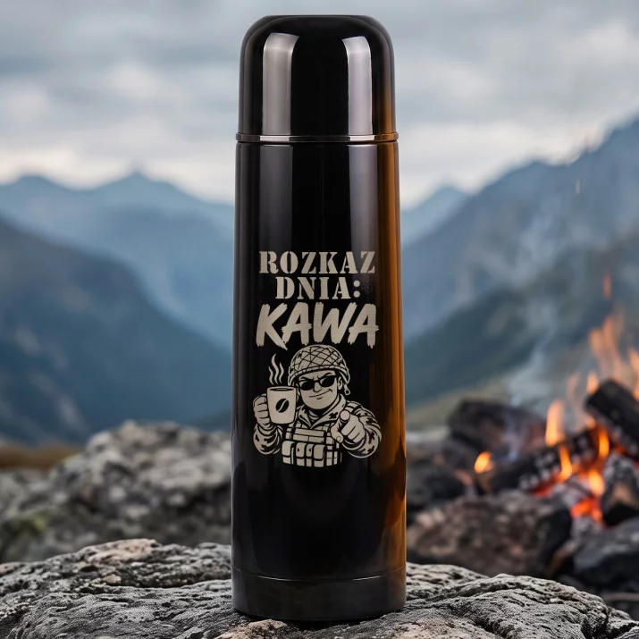Termos 500ml Dla Żołnierza Prezent Na Przysięgę Wojskową Dla Mężczyzny: Rozkaz Dnia, Kawa