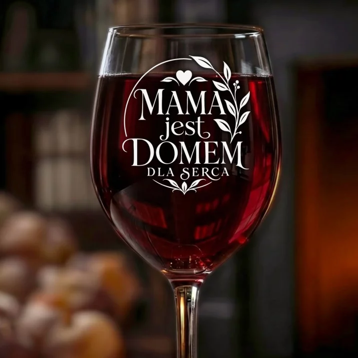 Kieliszek Do Wina Dla Mamy Prezent Na Dzień Mamy Dla Kobiety: Mama Domem Dla Serca