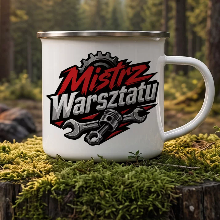 Kubek Emaliowany Dla Mechanika Samochodowego Prezent Dla Mężczyzny: Warsztatowa Elegancja Kubek Emaliowany Dla Mechanika Samochodowego Prezent Dla Mężczyzny: Warsztatowa Elegancja