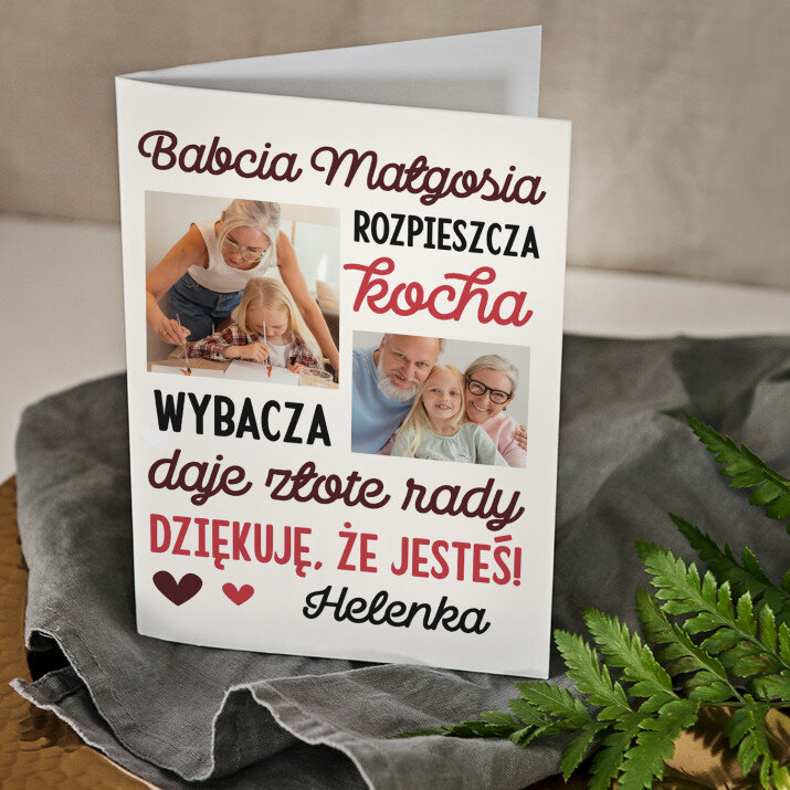 Babcia rozpieszcza, kocha - kartka z życzeniami