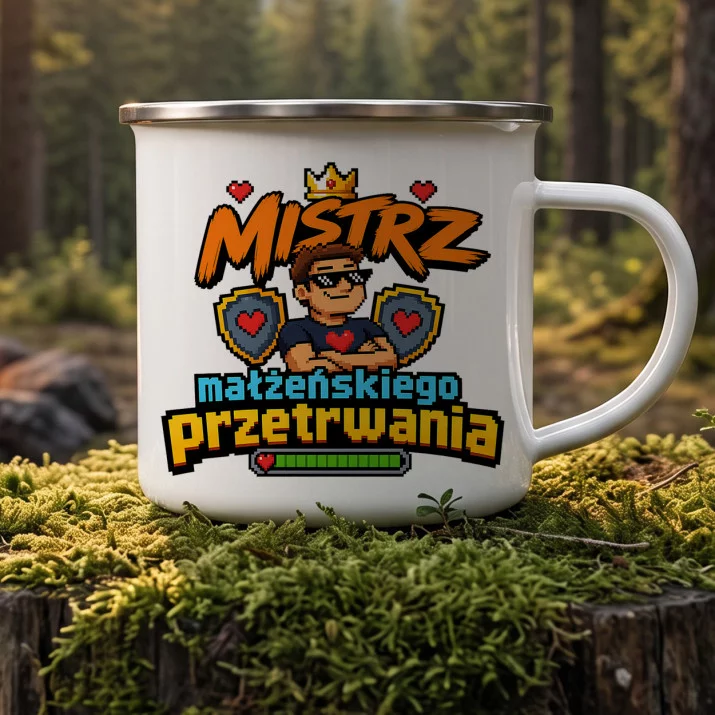 Kubek Emaliowany Na 15 Rocznicę Ślubu Prezent Dla Mężczyzny: Elegancki Humor Męski Kubek Emaliowany Na 15 Rocznicę Ślubu Prezent Dla Mężczyzny: Elegancki Humor Męski