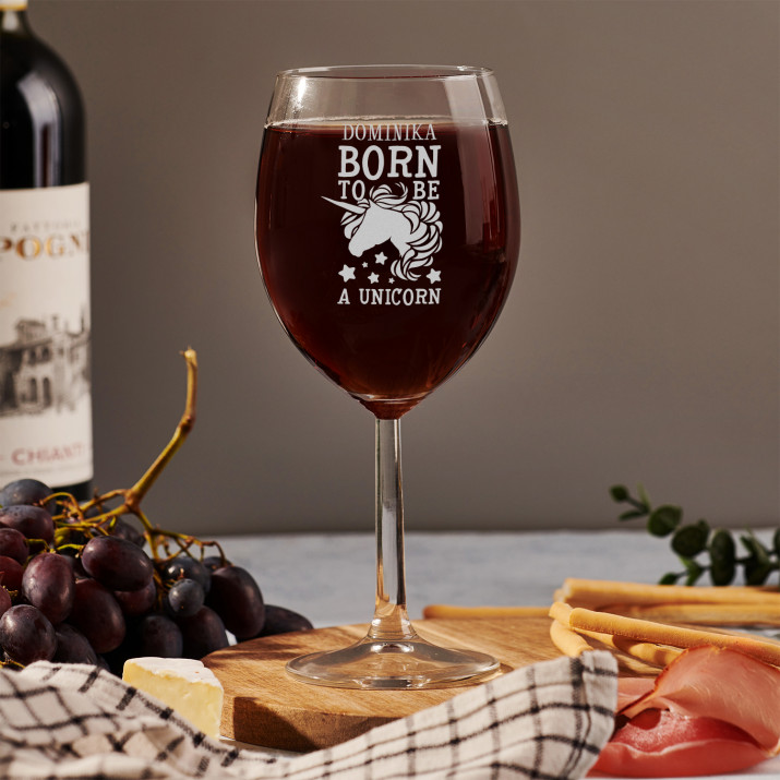 Born to be a unicorn - Grawerowany Kieliszek do wina