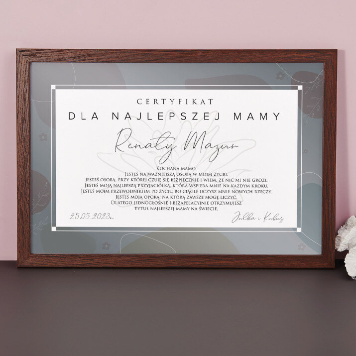 Certyfikat - Dla najlepszej mamy