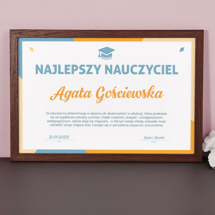 Certyfikat - Najlepszy nauczyciel