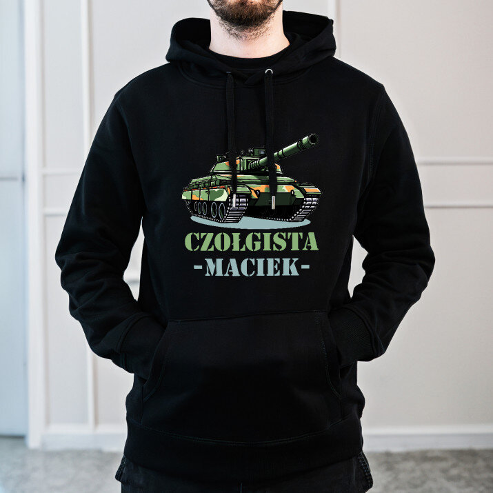 Czołgista - Bluza męska czarna z kapturem