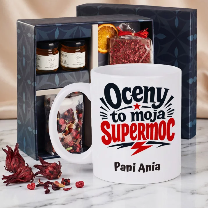 Zestaw Prezenowy z Kubkiem Dla Nauczycielki Na Dzień Nauczyciela Dla Kobiety: Oceny To Moja Supermoc