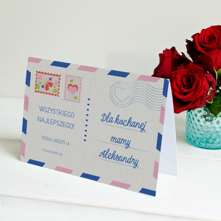 Dla kochanej mamy Wszystkiego Najlepszego - kartka z życzeniami