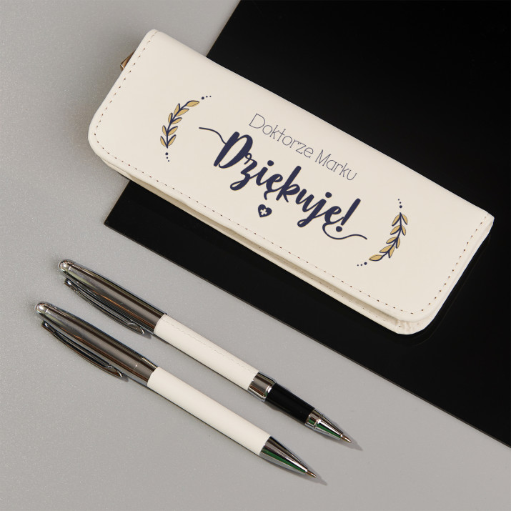 Doktorze dziękuję - Zestaw piśmienniczy w skórzanym piórniku