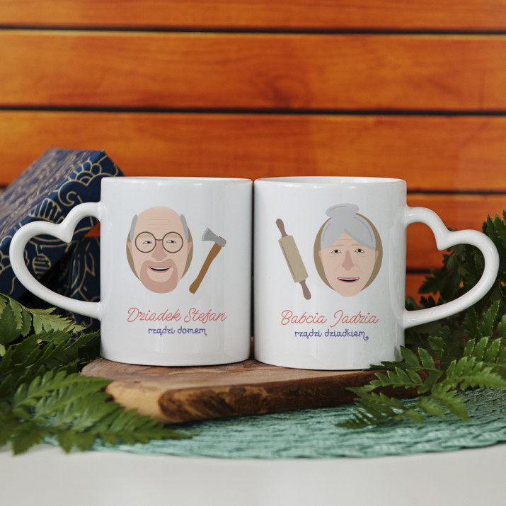 Dziadek rządzi domem, babcia rządzi dziadkiem - Kubki dla pary