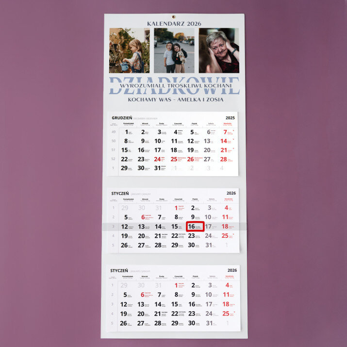 Dziadkowie - Kalendarz trójdzielny