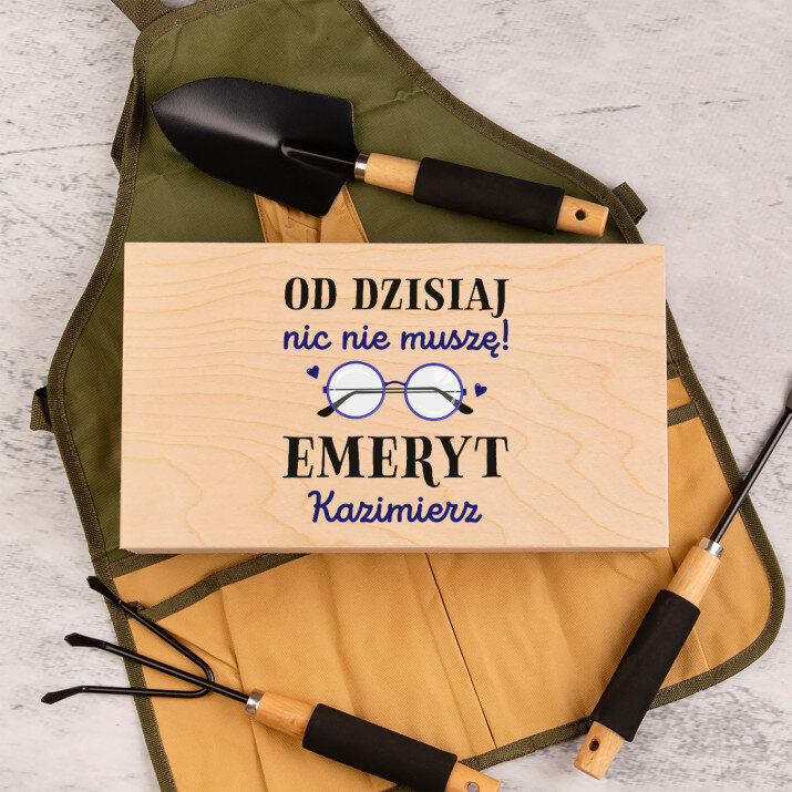 Emeryt - Nic nie muszę - Zestaw narzędzi ogrodowych w pudełku Emeryt - Nic nie muszę - Zestaw narzędzi ogrodowych w pudełku