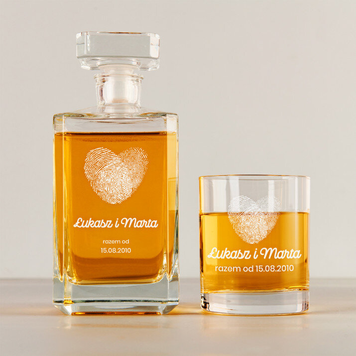 fingerprints - Zestaw Grawerowana Karafka 0,7 i Szklanki Do Whisky fingerprints - Zestaw Grawerowana Karafka 0,7 i Szklanki Do Whisky
