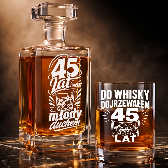 Zestaw Do Whisky Dla 45 Latka Prezent Na 45 Urodziny Dla Mężczyzny: Dojrzały Z Humorem Zestaw Do Whisky Dla 45 Latka Prezent Na 45 Urodziny Dla Mężczyzny: Dojrzały Z Humorem