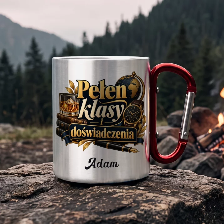 Kubek Metalowy z Karabińczykiem Na 50 Urodziny Prezent Dla 50 Latka Mężczyzny: Pełen Klasy I Kubek Metalowy z Karabińczykiem Na 50 Urodziny Prezent Dla 50 Latka Mężczyzny: Pełen Klasy I