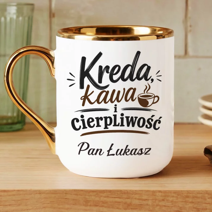 Kubek Personalizowany Dla Wychowawcy Prezent Na Dzień Nauczyciela Dla Mężczyzny: Kreda, Kawa I Cierpliwość