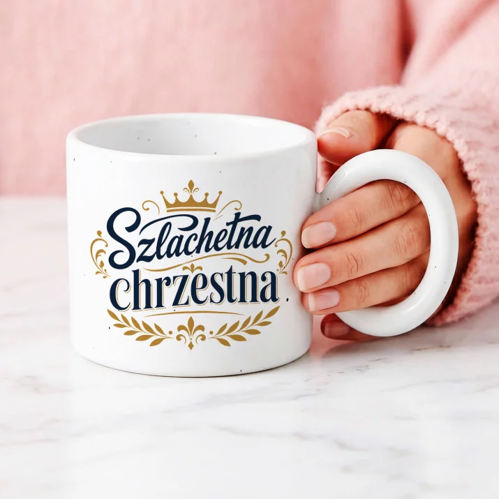 Kubek Z Okrągłym Uchem Dla Chrzestnej Prezent Dla Kobiety: Szlachetny Emblemat