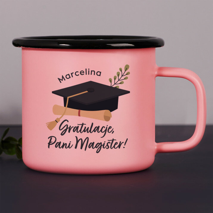 Gratulacje pani magister - Kubek emaliowany