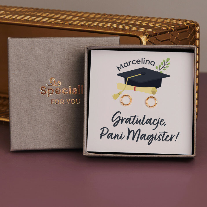 Gratulacje pani magister - Pozłacane kolczyki kółka Gratulacje pani magister - Pozłacane kolczyki kółka