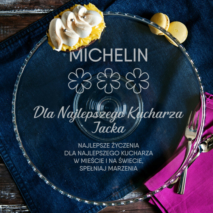 Gwiazdka michelin dla najlepszego kucharza - Płaska patera na ciasto Gwiazdka michelin dla najlepszego kucharza - Płaska patera na ciasto