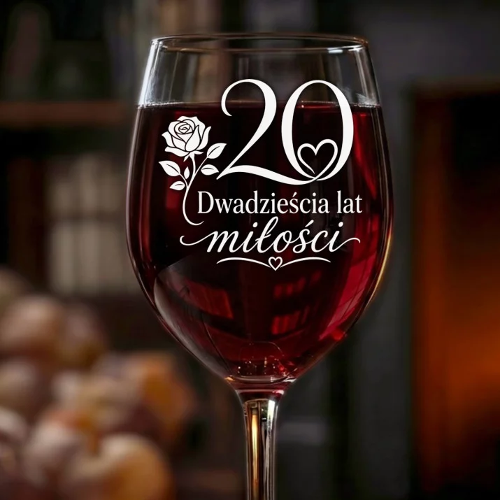 Kieliszek Do Wina Na 20 Rocznicę Ślubu Prezent Dla Kobiety: 20 Lat Miłości Kieliszek Do Wina Na 20 Rocznicę Ślubu Prezent Dla Kobiety: 20 Lat Miłości