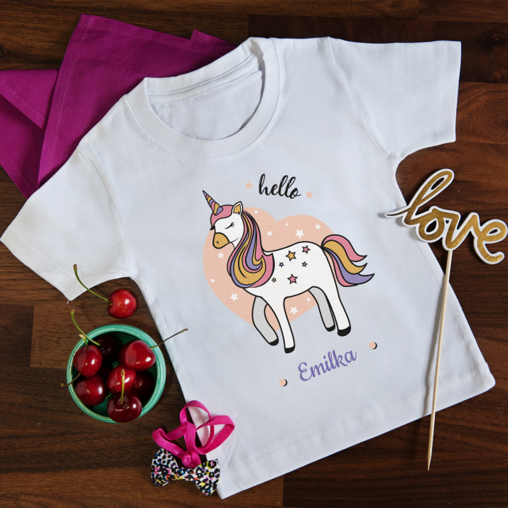 Hello unicorn - Koszulka z nadrukiem dla dziecka