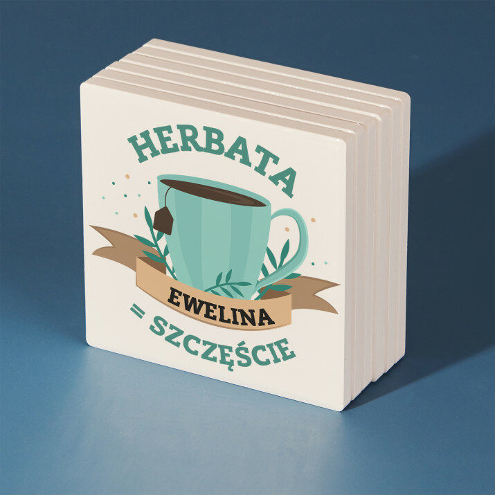 Herbata = szczęście - Podkładki ceramiczne pod kubek Herbata = szczęście - Podkładki ceramiczne pod kubek