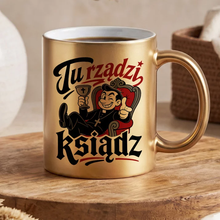 Złoty Kubek Dla Księdza Prezent Dla Mężczyzny: Szef Konfesjonału Złoty Kubek Dla Księdza Prezent Dla Mężczyzny: Szef Konfesjonału
