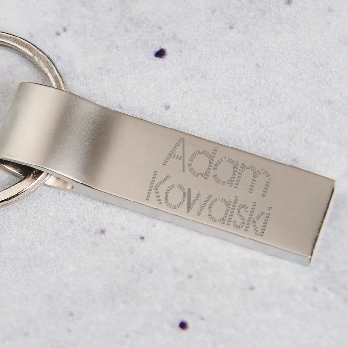 Imię i nazwisko - Pendrive srebrny brelok