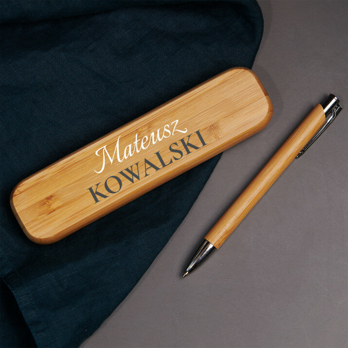 Imię nazwisko 2 - Długopis w drewnianym etui