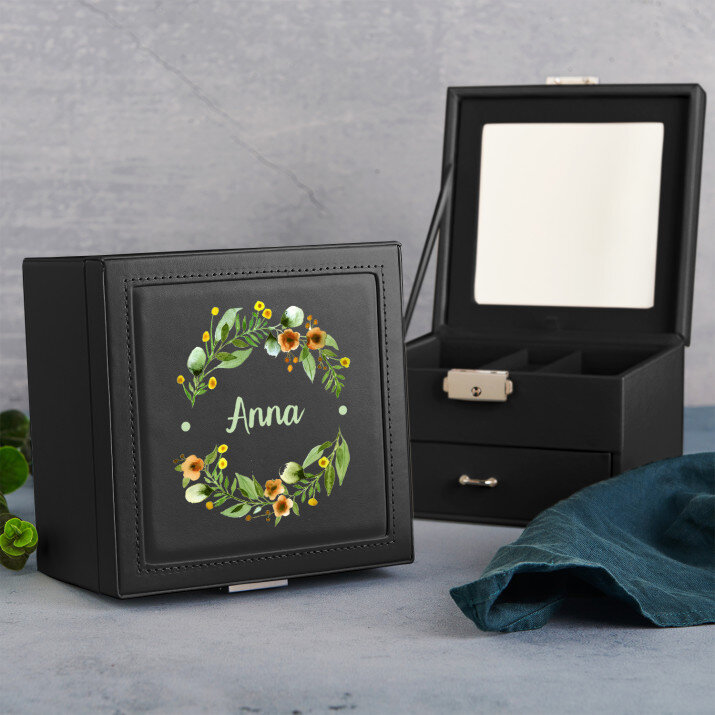 Imię - Szkatułka czarna z lusterkiem Imię - Szkatułka czarna z lusterkiem