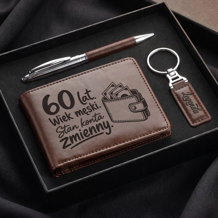 Zestaw Prezentowy Z Portfelem Dla 60 Latka Mężczyzny Prezent Na 60 Urodziny Dla Mężczyzny: 60 Lat. Wiek Męski.