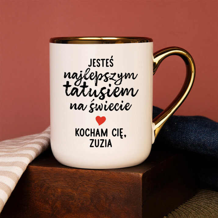 Jesteś najlepszym tatusiem - Kubek ceramiczny ze złotym rantem