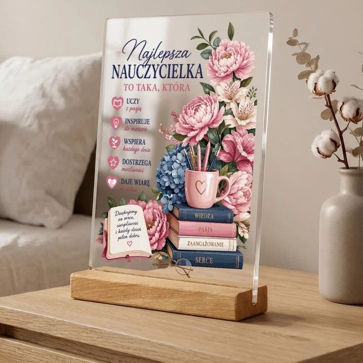 Druk Na Szkle Dla Nauczycielki Prezent Na Dzień Nauczyciela Dla Kobiety: Najlepsza Nauczycielka Kwiaty Druk Na Szkle Dla Nauczycielki Prezent Na Dzień Nauczyciela Dla Kobiety: Najlepsza Nauczycielka Kwiaty